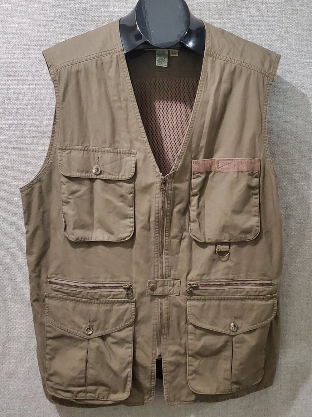 Vintage 90s Eddie Bauer Men's M/M Khaki Multi-Pocket Utility Fishing Safari Vest